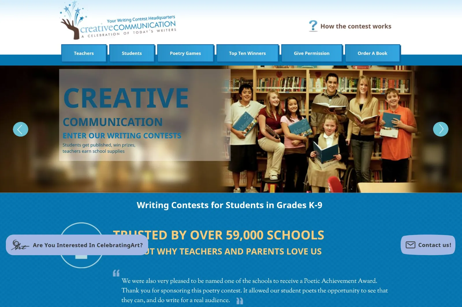 Creative Communication website home page