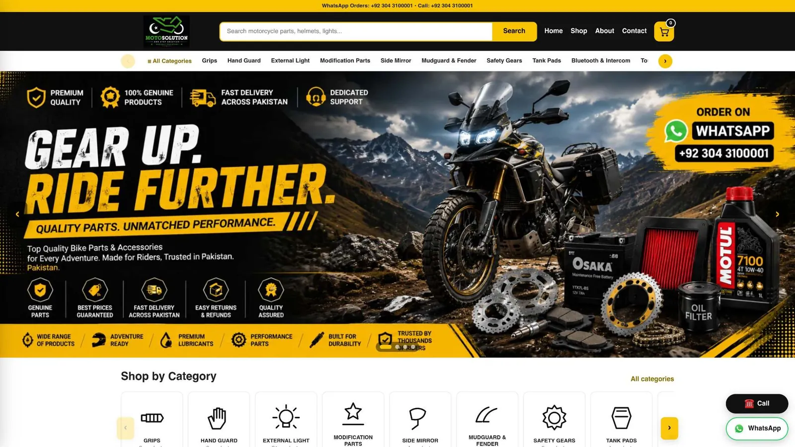 Moto Solution website home page