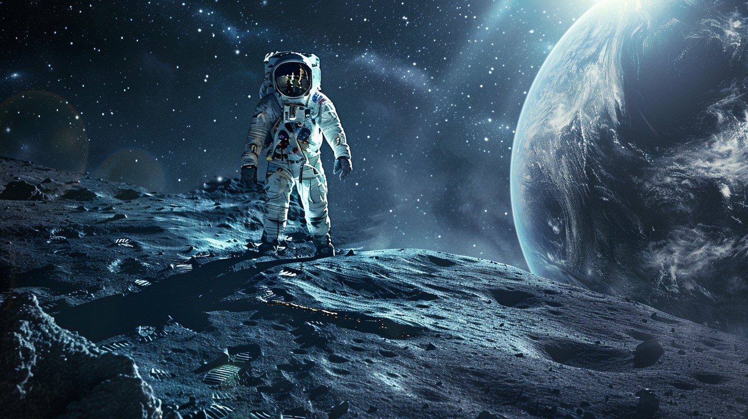 Astronaut exploring a future digital landscape